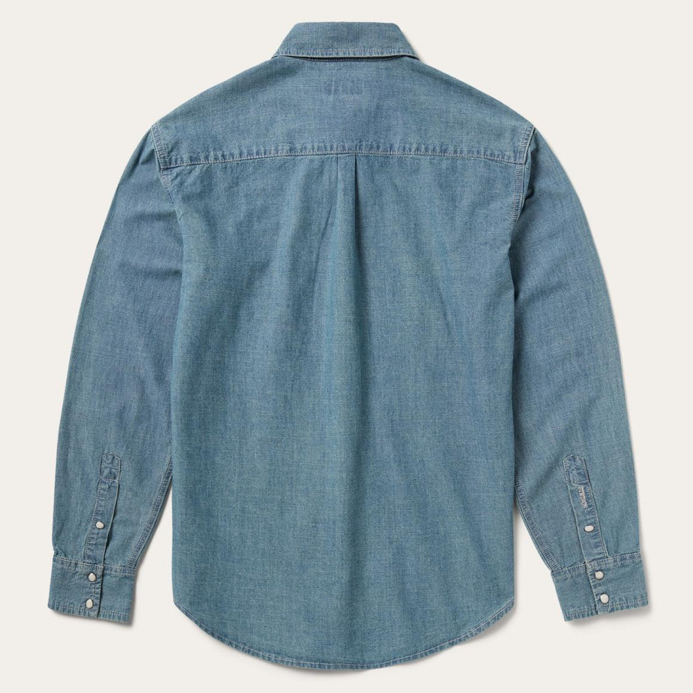 Chambray Denim Shirt Blue | Men Stetson Denim Shirts