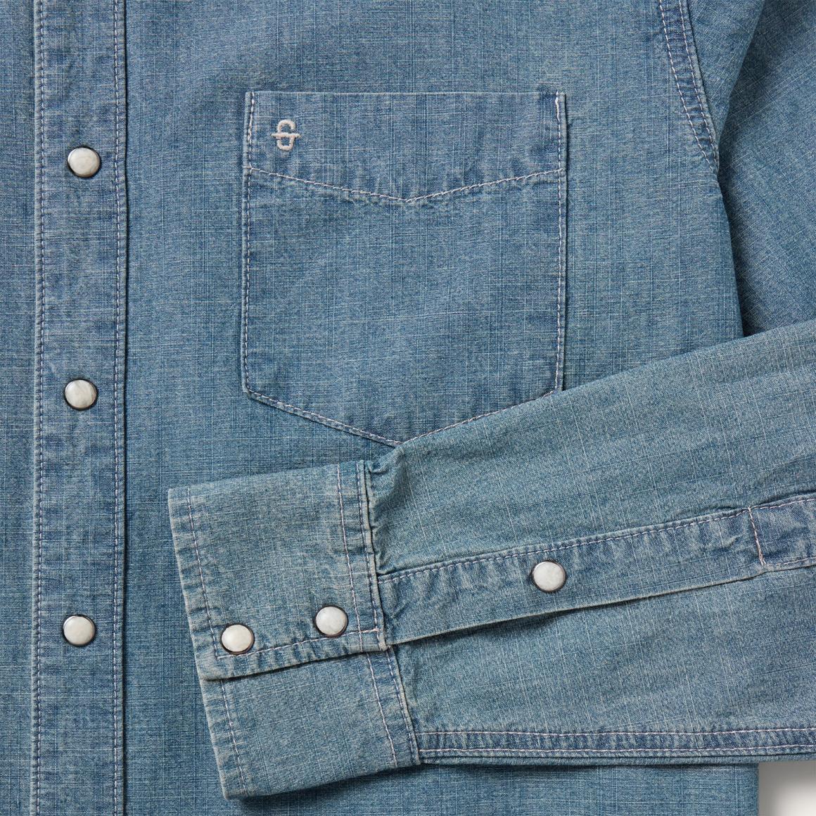 Chambray Denim Shirt Blue | Men Stetson Denim Shirts