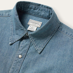 Chambray Denim Shirt Blue | Men Stetson Modern Cut