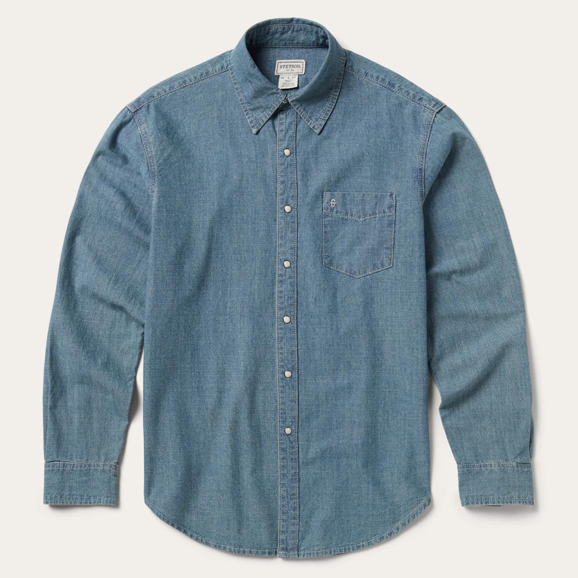 Chambray Denim Shirt Blue | Men Stetson Western Shirts