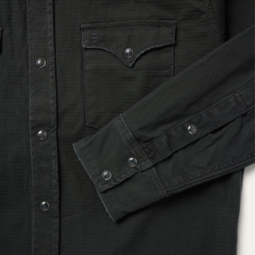 Charcoal Corded Denim Shirt Grey | Men Stetson Denim Shirts