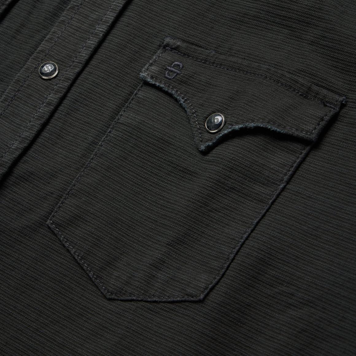 Charcoal Corded Denim Shirt Grey | Men Stetson Modern Cut