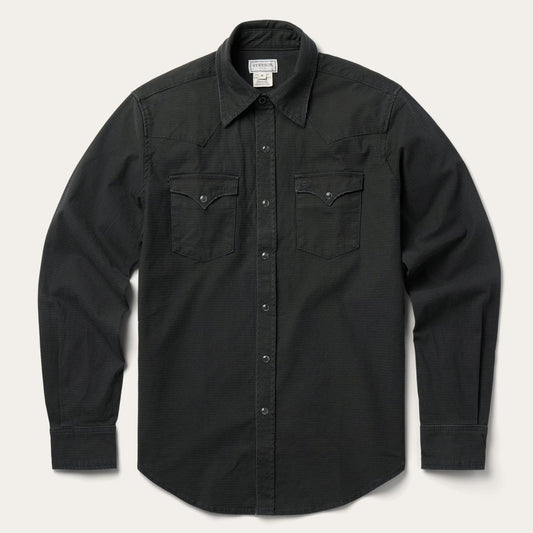 Charcoal Corded Denim Shirt Grey | Men Stetson Modern Cut