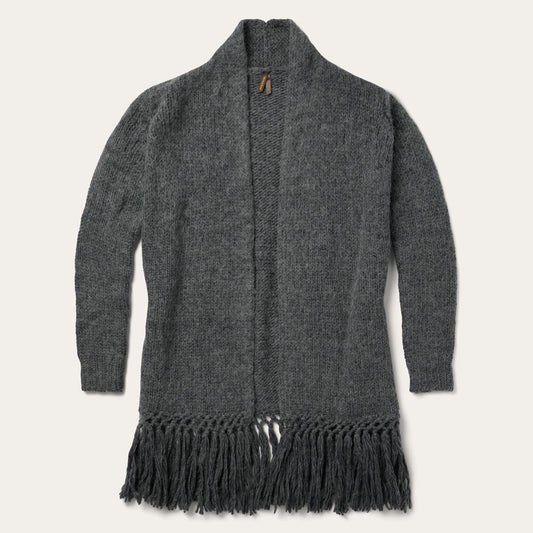 Charcoal Fringed Cardigan Grey | Women Stetson Sweaters