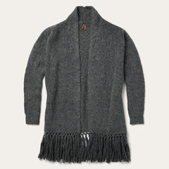 Charcoal Fringed Cardigan Grey | Women Stetson Sweaters
