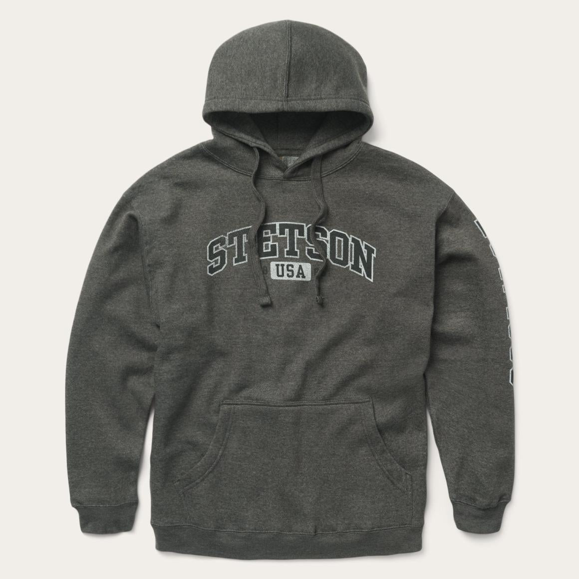 Charcoal Heather Fleece Hooded Sweatshirt Grey | Men Stetson Sweaters &amp; Hoodies
