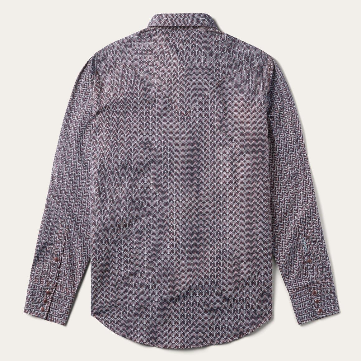 Chevron Grid Shirt Brown | Men Stetson Modern Cut