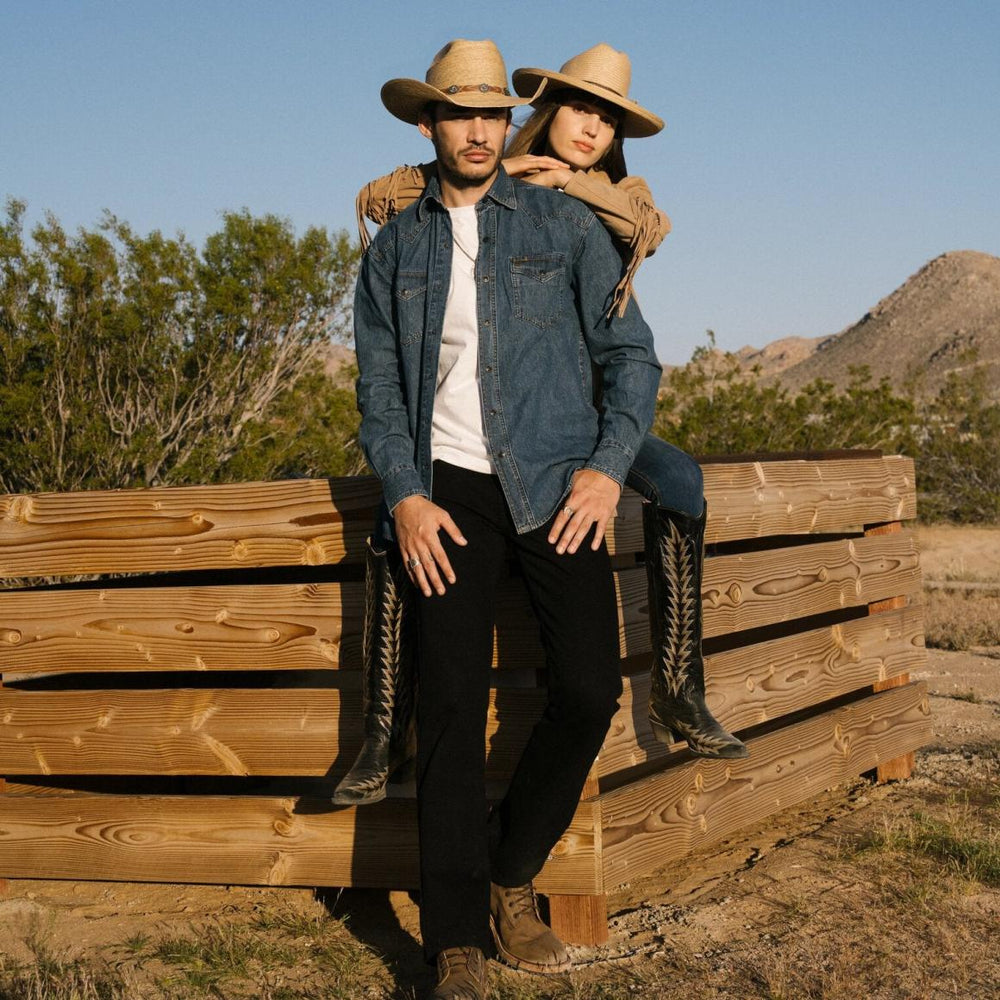 Classic Denim Shirt Blue | Men Stetson Western Shirts