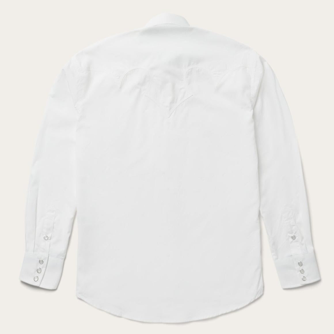 Classic Solid Snap Poplin Shirt In Optic White White | Men Stetson Classic Cut