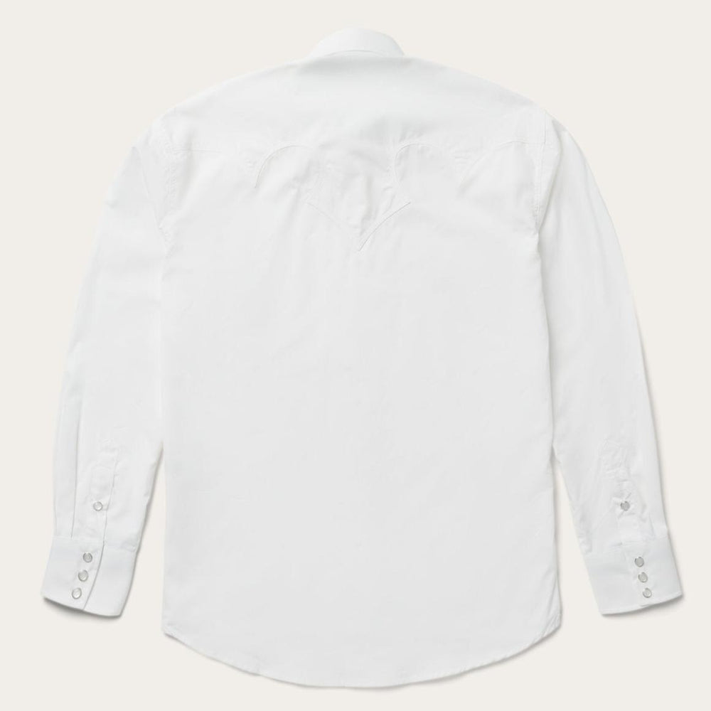 Classic Solid Snap Poplin Shirt In Optic White White | Men Stetson Classic Cut