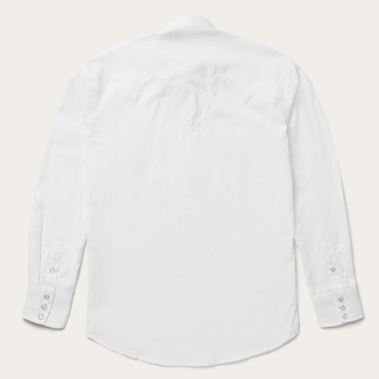 Classic Solid Snap Poplin Shirt In Optic White White | Men Stetson Classic Cut