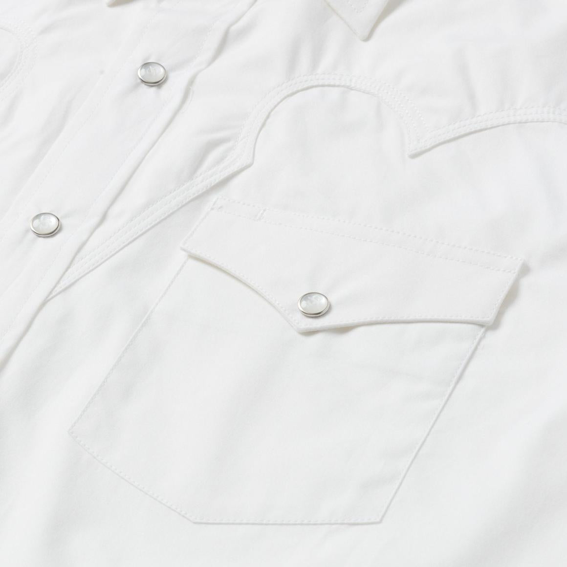 Classic Solid Snap Poplin Shirt In Optic White White | Men Stetson Classic Cut
