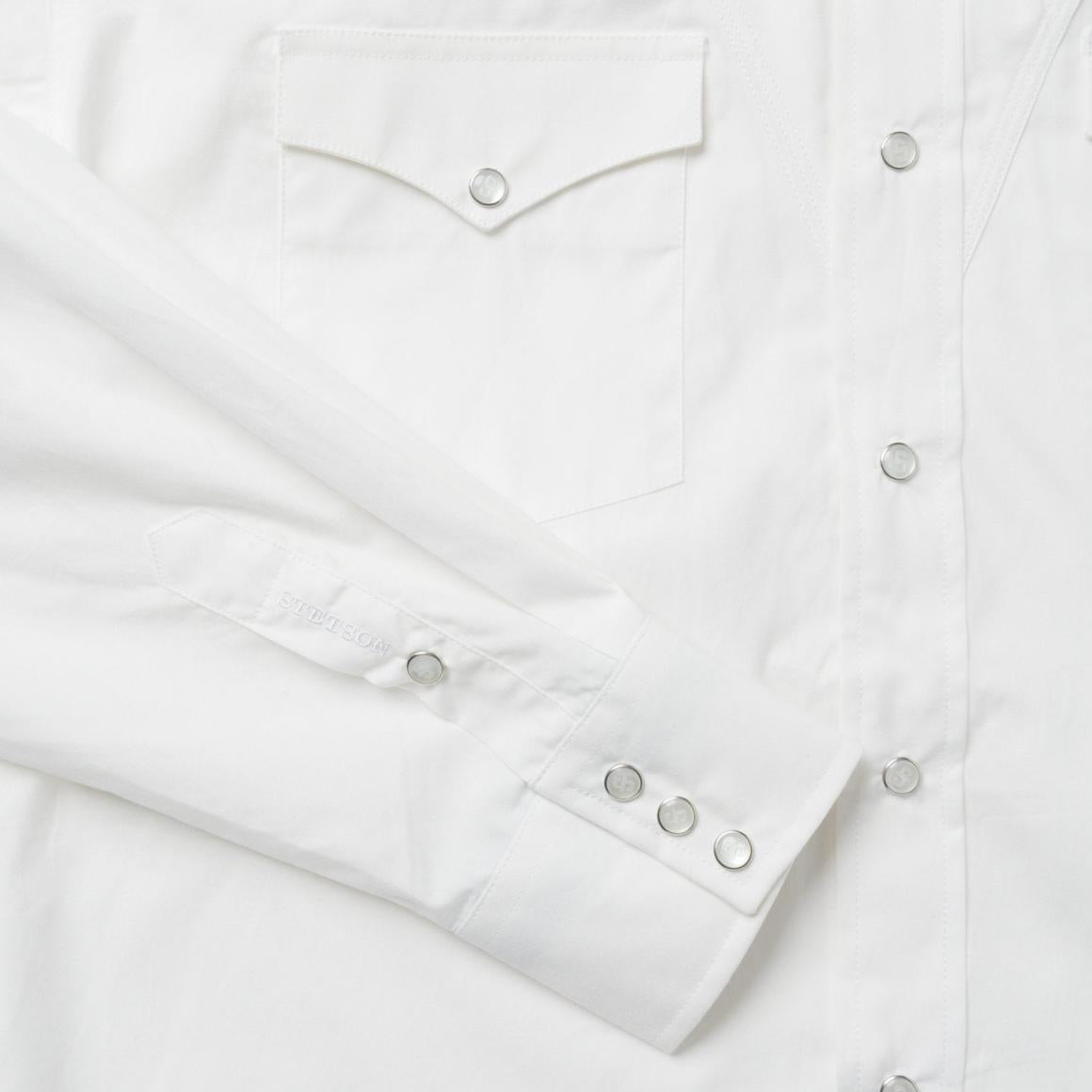 Classic Solid Snap Poplin Shirt In Optic White White | Men Stetson Western Shirts