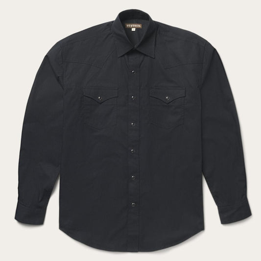 Classic Western Shirt In Black Black | Men Stetson Classic Cut