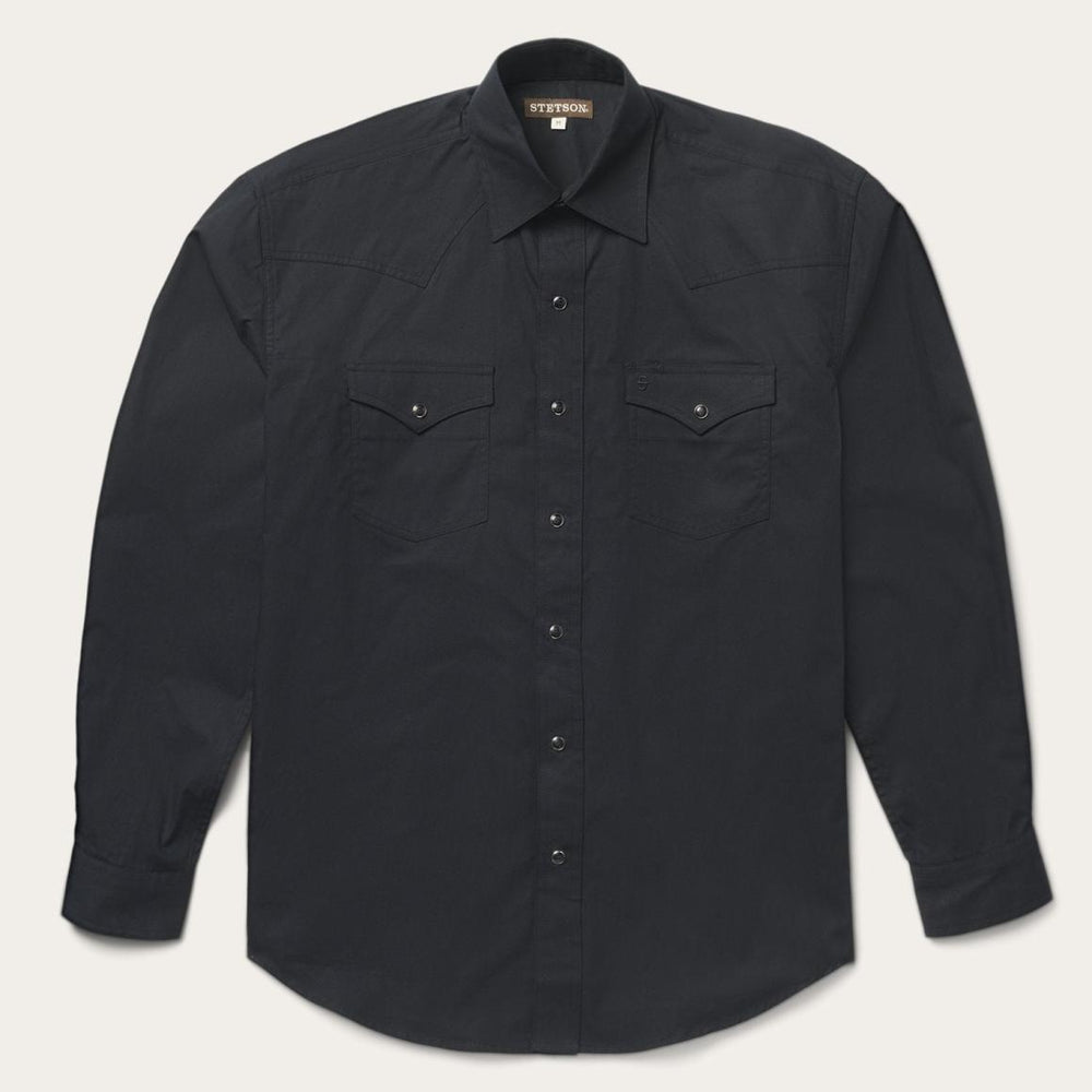 Classic Western Shirt In Black Black | Men Stetson Western Shirts