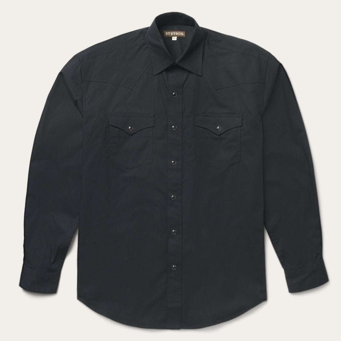 Classic Western Shirt In Black Black | Men Stetson Western Shirts