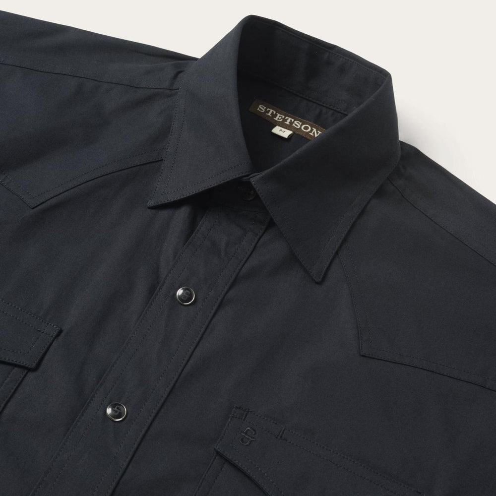 Classic Western Shirt In Black Black | Men Stetson Western Shirts