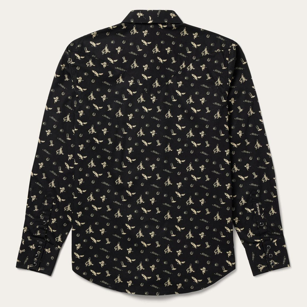 Conversation Print Western Shirt Black | Men Stetson Western Shirts