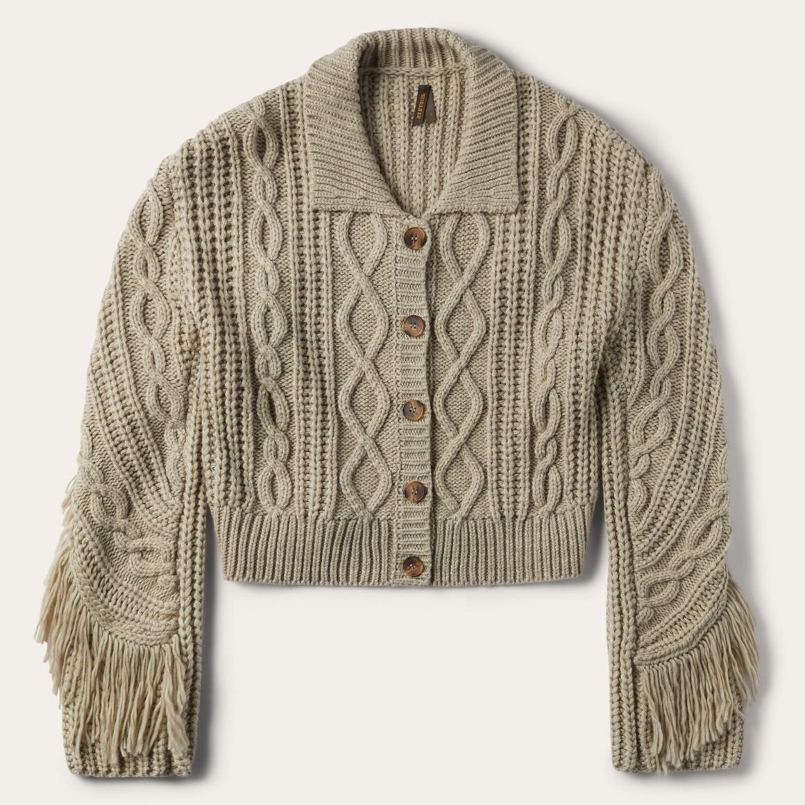 Cream Fringed Cardigan Tan | Women Stetson Fringe Jackets