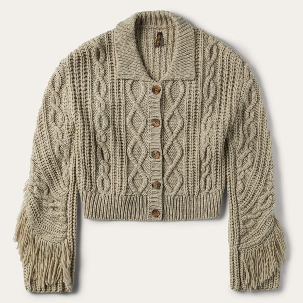 Cream Fringed Cardigan Tan | Women Stetson Sweaters