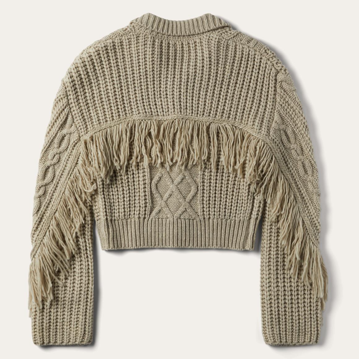 Cream Fringed Cardigan Tan | Women Stetson Sweaters