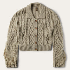Cream Fringed Cardigan Tan | Women Stetson Sweaters