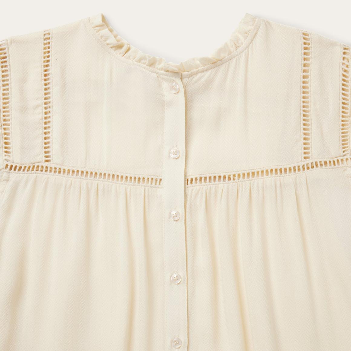 Cream Herringbone Blouse White | Women Stetson Blouses