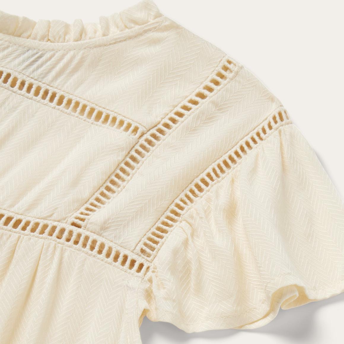 Cream Herringbone Blouse White | Women Stetson Blouses