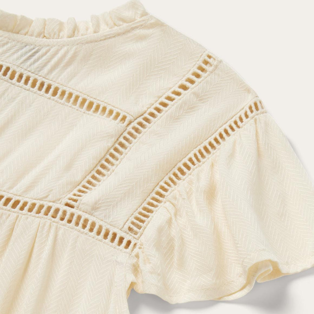 Cream Herringbone Blouse White | Women Stetson Blouses