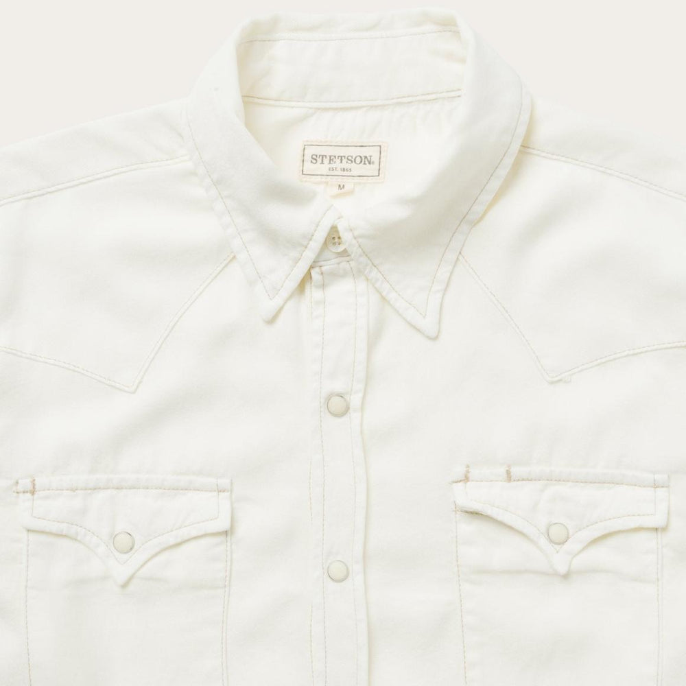 Cream Twill Shirt White | Men Stetson Modern Cut
