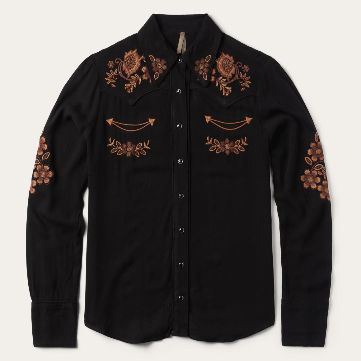 Crepe Western Shirt Black | Women Stetson Western Shirts