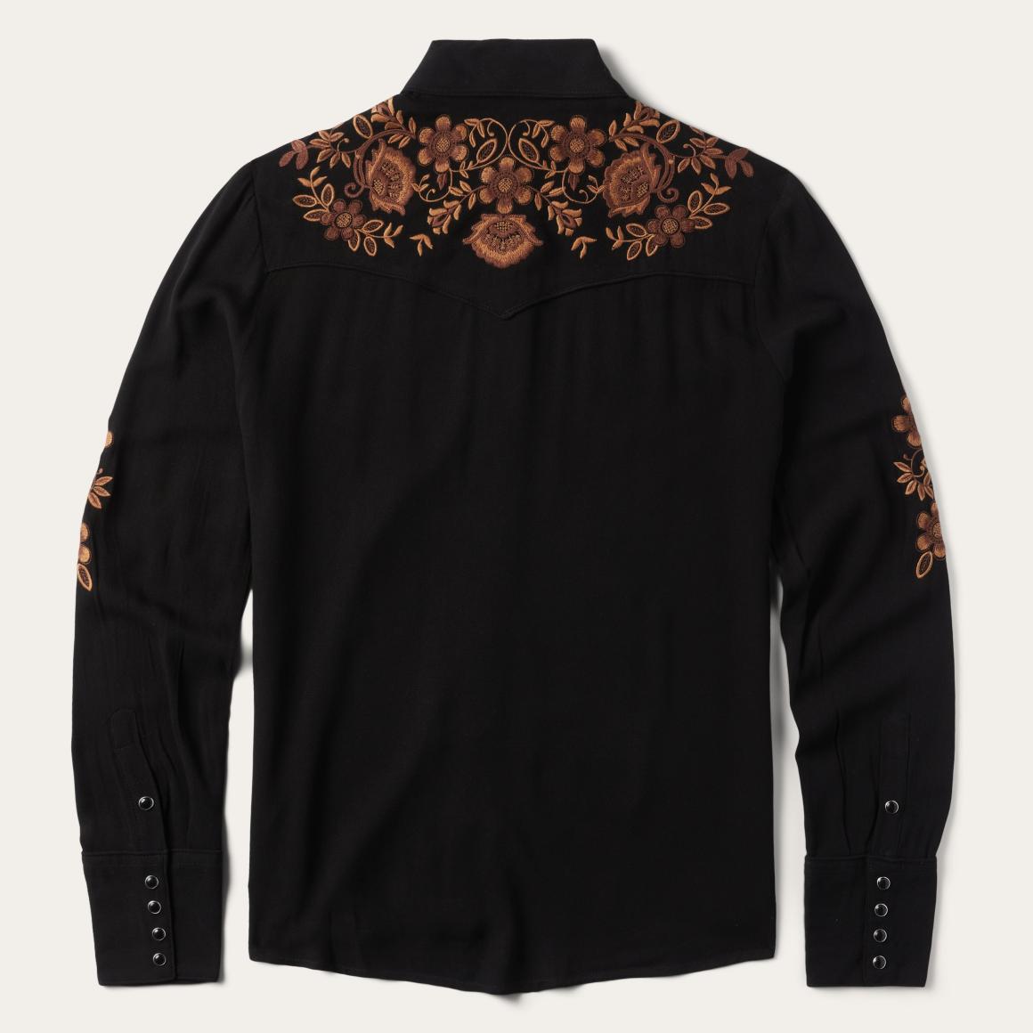 Crepe Western Shirt Black | Women Stetson Western Shirts