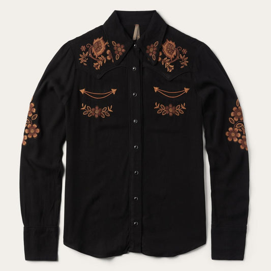 Crepe Western Shirt Black | Women Stetson Western Shirts