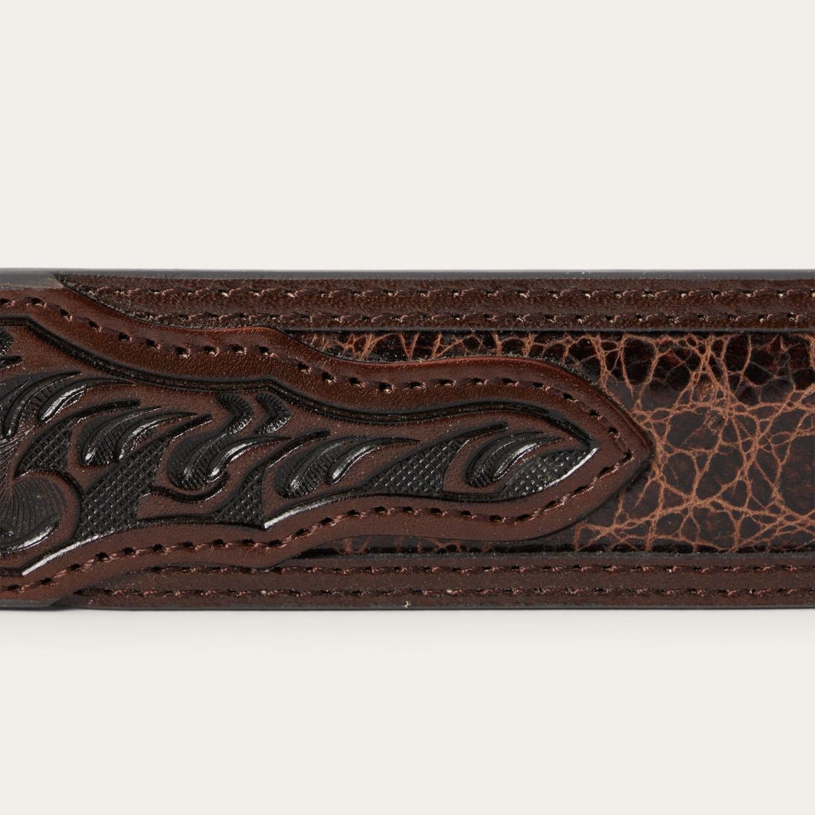 Croco Print Tooled Tapered Belt Brown/cognac | Men Stetson Belts