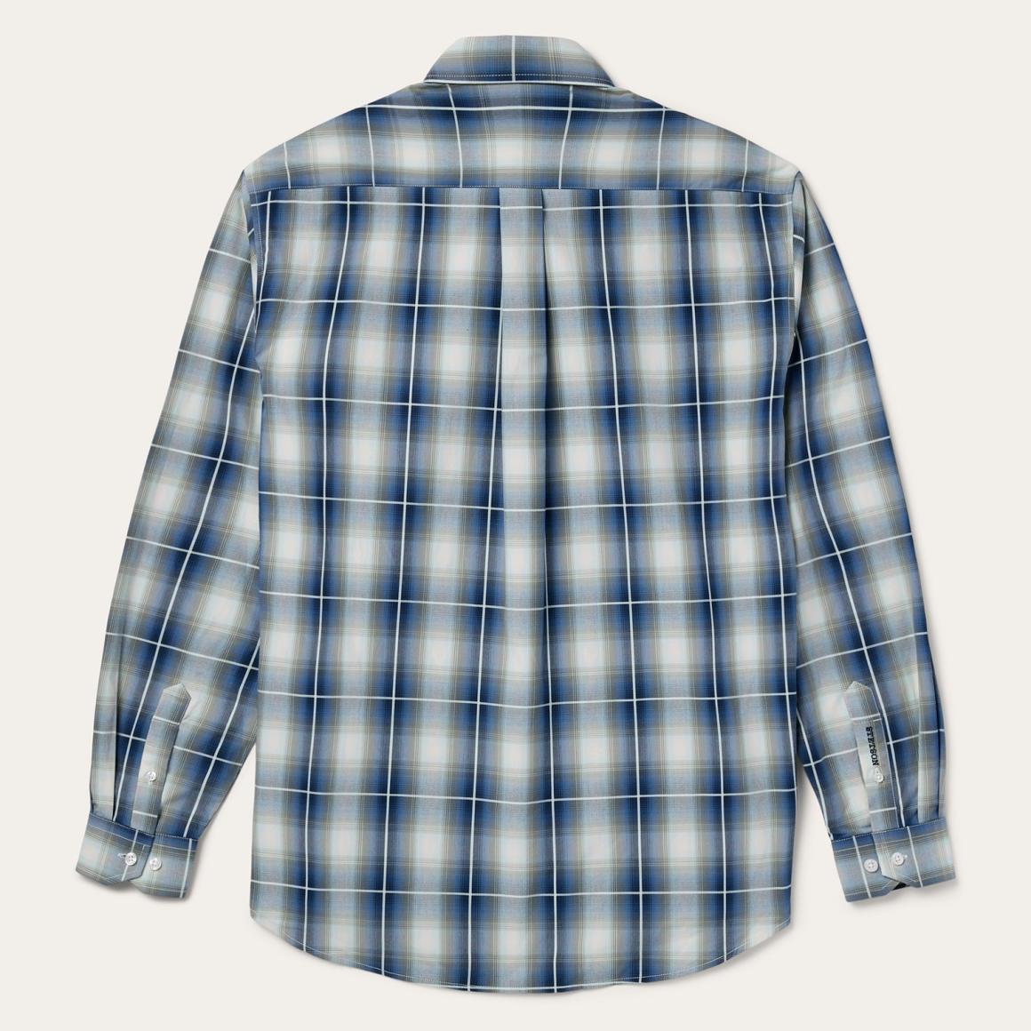Crystal Plaid Button Down Shirt Blue | Men Stetson Western Shirts