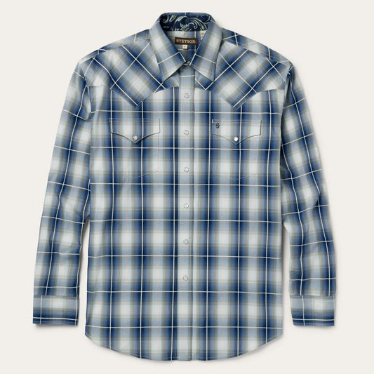 Crystal Plaid Western Shirt Blue | Men Stetson Classic Cut