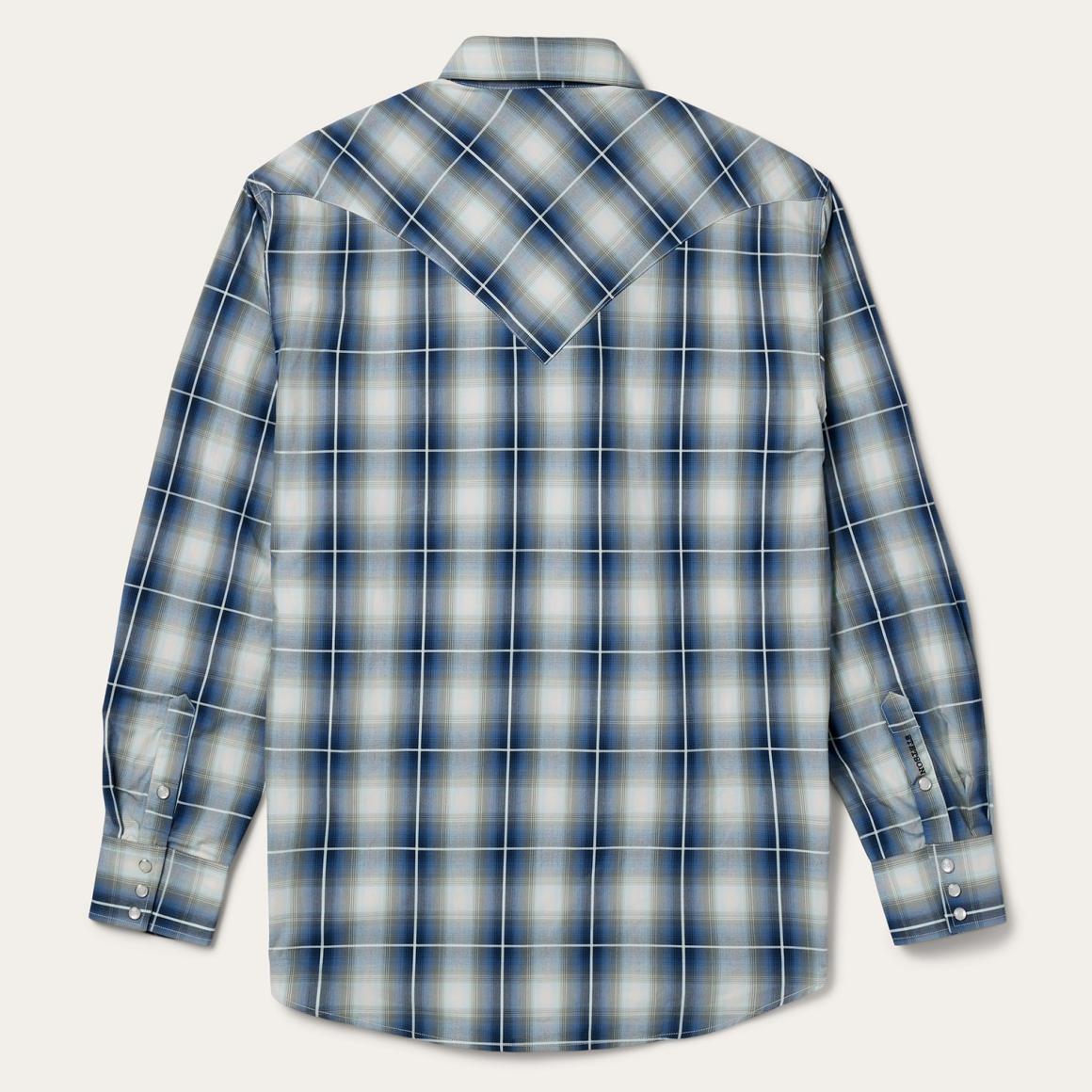 Crystal Plaid Western Shirt Blue | Men Stetson Western Shirts