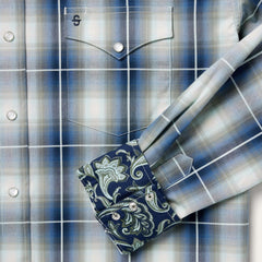 Crystal Plaid Western Shirt Blue | Men Stetson Western Shirts