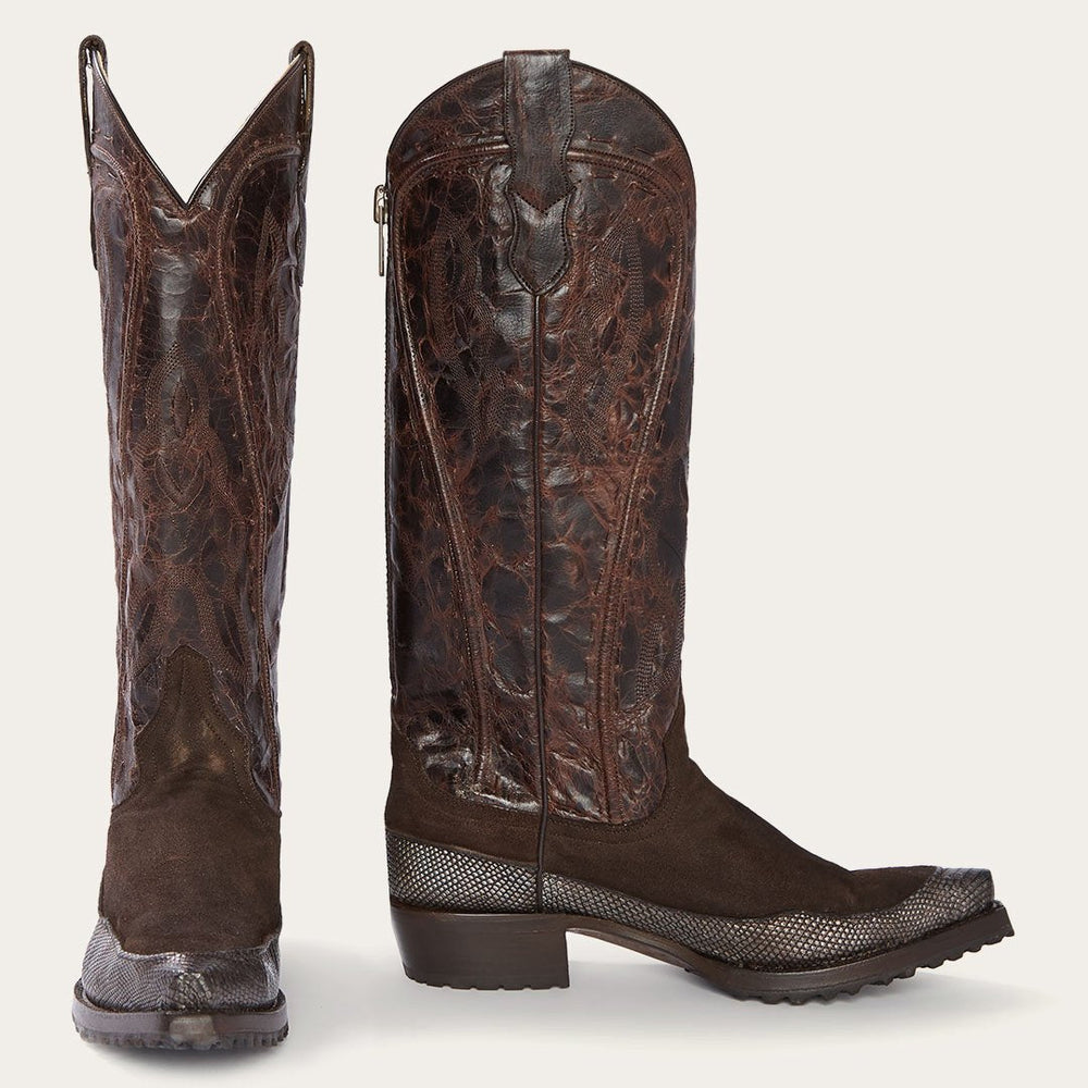 Dakota Brown Suede &amp; Teju Cowboy Boot Brown | Women Stetson Western