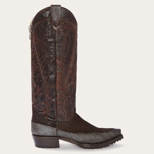 Dakota Brown Suede &amp; Teju Cowboy Boot Brown | Women Stetson Western