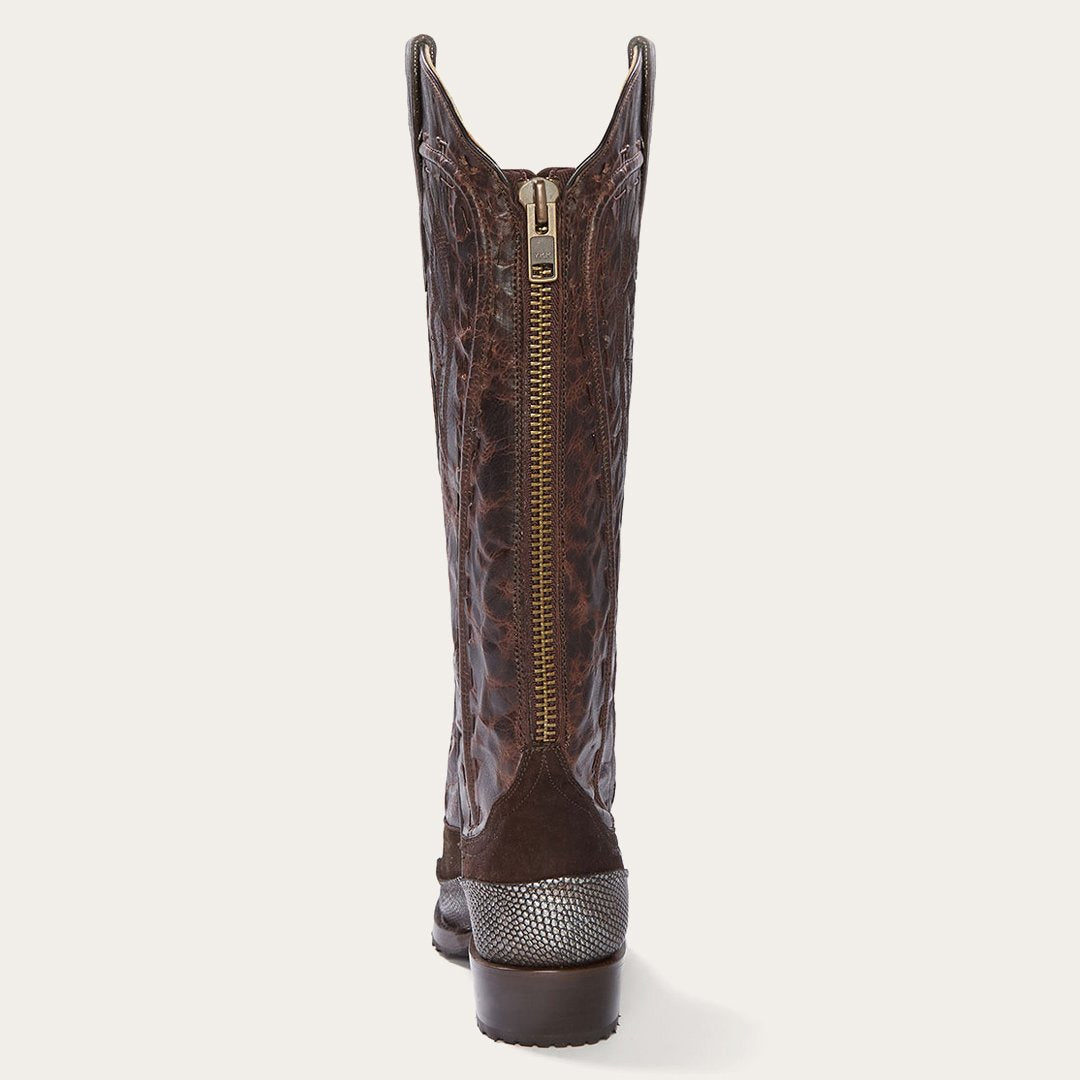 Dakota Brown Suede &amp; Teju Cowboy Boot Brown | Women Stetson Western
