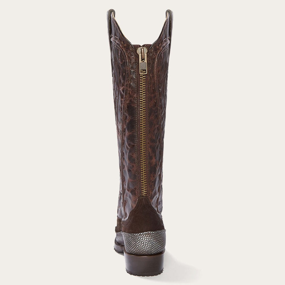 Dakota Brown Suede &amp; Teju Cowboy Boot Brown | Women Stetson Western