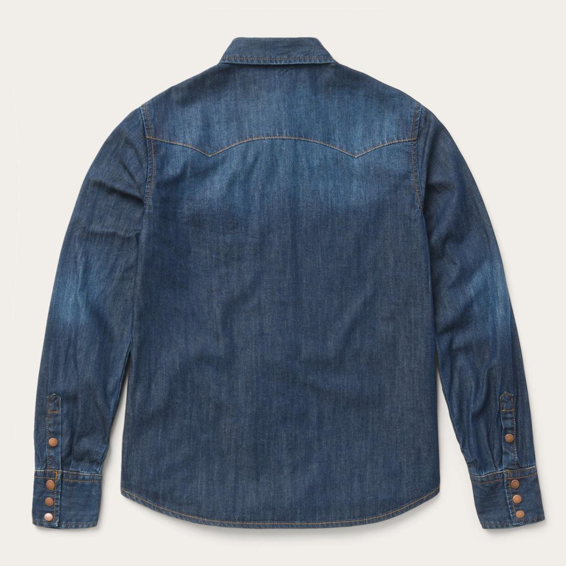 Dark Denim Snap Front Shirt Blue | Women Stetson Denim Shirts