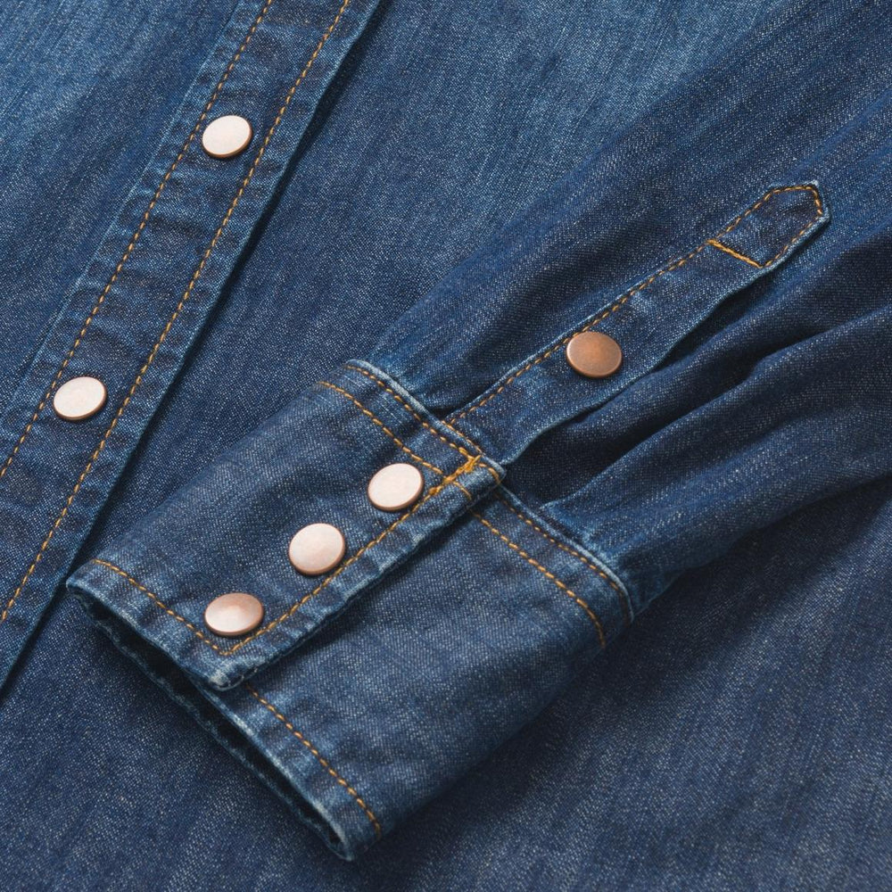 Dark Denim Snap Front Shirt Blue | Women Stetson Denim Shirts