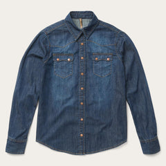 Dark Denim Snap Front Shirt Blue | Women Stetson Denim Shirts