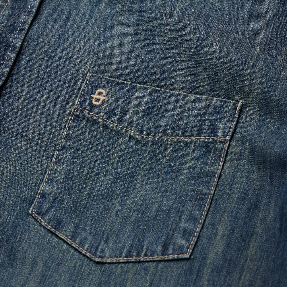 Dark Denim Western Shirt Blue | Men Stetson Denim Shirts