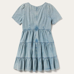 Denim Dress With Tiered Skirt Blue | Women Stetson Mini