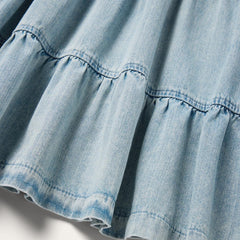 Denim Dress With Tiered Skirt Blue | Women Stetson Mini