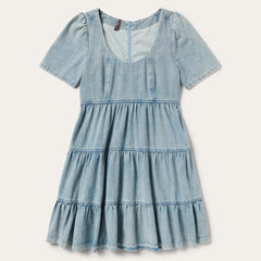 Denim Dress With Tiered Skirt Blue | Women Stetson Mini