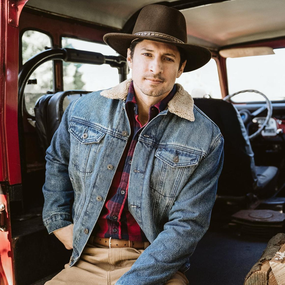 Denim Sherpa Jacket Blue | Men Stetson Jackets